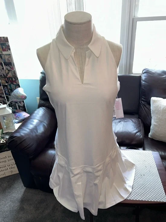 Lilly Pulitzer White Sleeveless Tennis Dress with Pleated Skirt& Shorts Size L - Picture 10 of 14